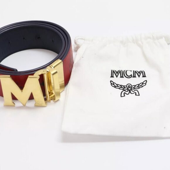 MCM Claus M Reversible Logo Belt Red & Blue Size 40 - Picture 2 of 15